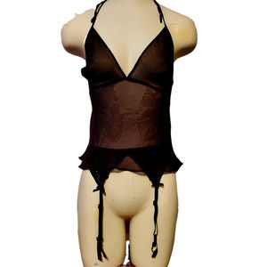 NWT Victoria's Secret vintage  Black 2pc lingerie set garter belt & baby doll.